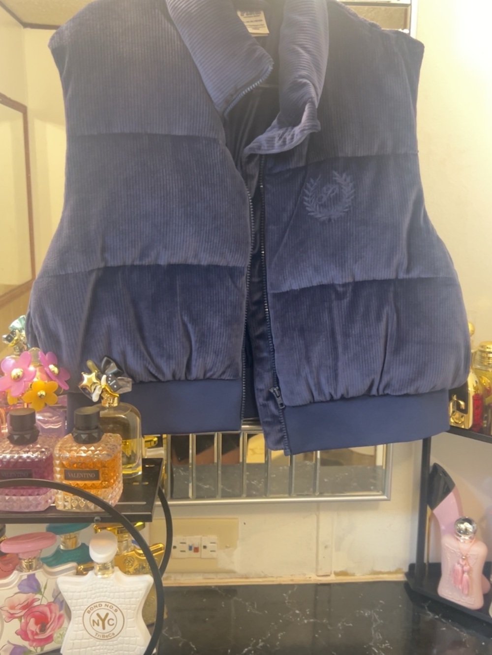 PINK Victoria's Secret Navy Corduroy Puffer Vest